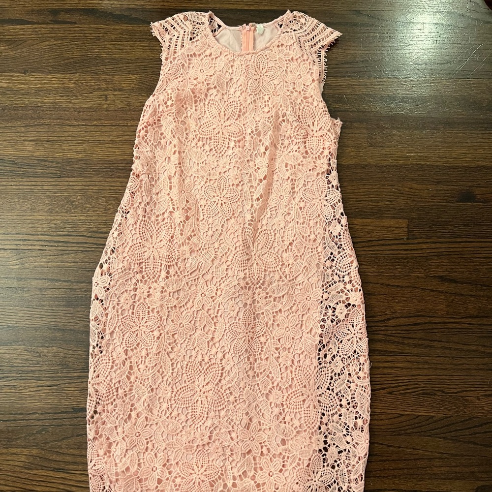 Pink Blush Maternity Pink Lace Dress Knee Length L Baby Shower